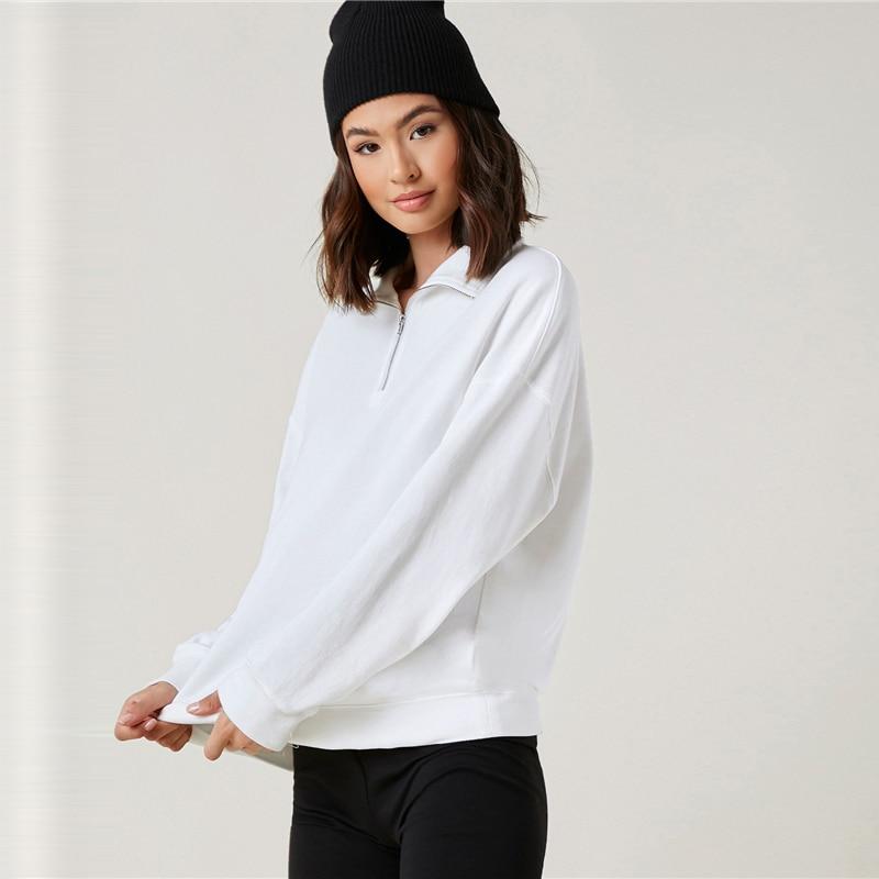 Women's Half Zip Solid Sweatshirt