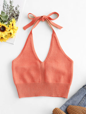 Women's Solid Knitted Crop Top