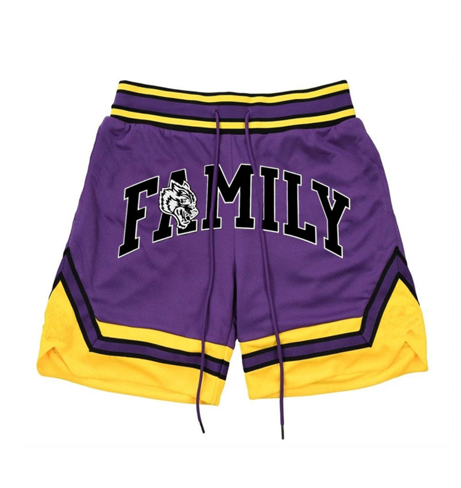 Men's 'FAMILY' Print Mesh Shorts