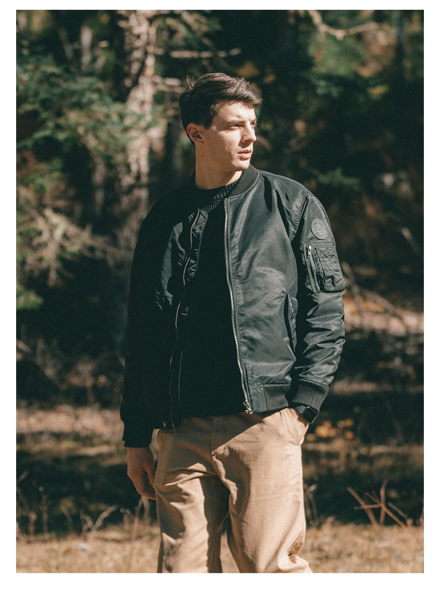Men's Solid Puffed Bomber Jacket