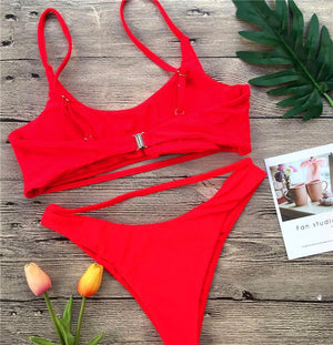 Solid Bikini Set With Extra Lace